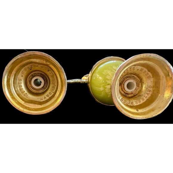 Vintage Pair of Onyx Brass England Small Vases Pitchers Jugs - Picture 5 of 16